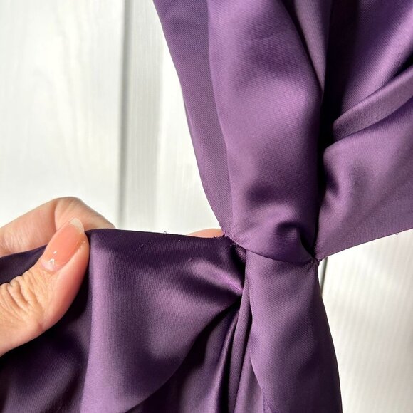 One33 Social Purple Satin Cutout Sleeveless Front Slit Gown Women's Size 0 - Picture 6 of 15